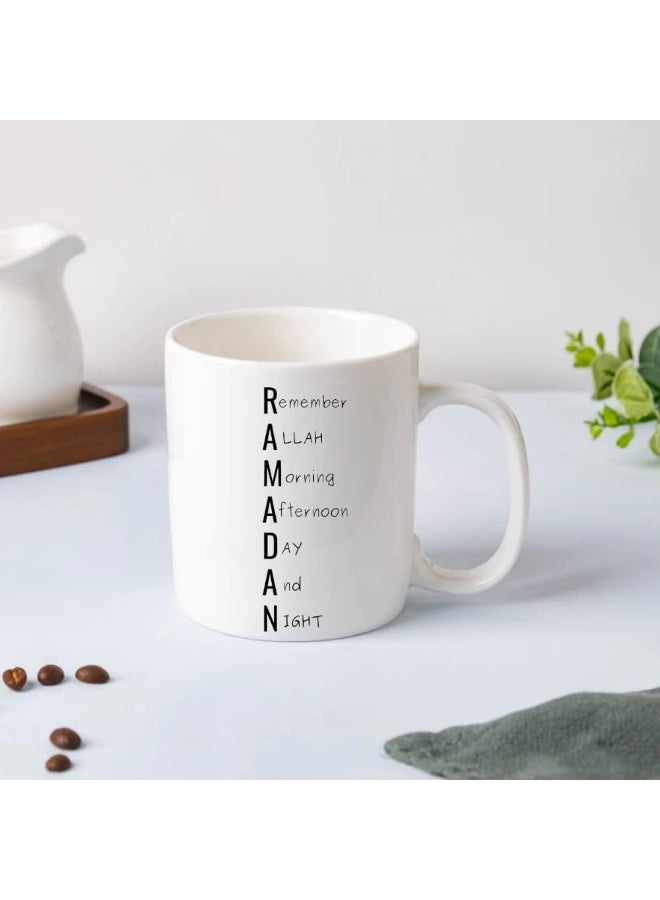 SHOP NEW ARRIVALS White Ramadan Mug 325ml – Beautiful Printed Ceramic Cup for Ramadan & Eid Gifts - Image 1